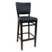 Fully Upholstered Walnut Wood Bennett Restaurant Bar Stool with Black Vinyl