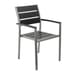 Aluminum Frame Stackable Outdoor Restaurant Arm Chair With Black Synthetic Teak Slats