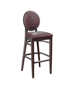 Fully Upholstered Solid Wood Round Back Restaurant Bar Stool with Nail-head Trim (front)