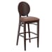 Solid Beech Wood Round Back Restaurant Bar Stool with Upholstered Seat