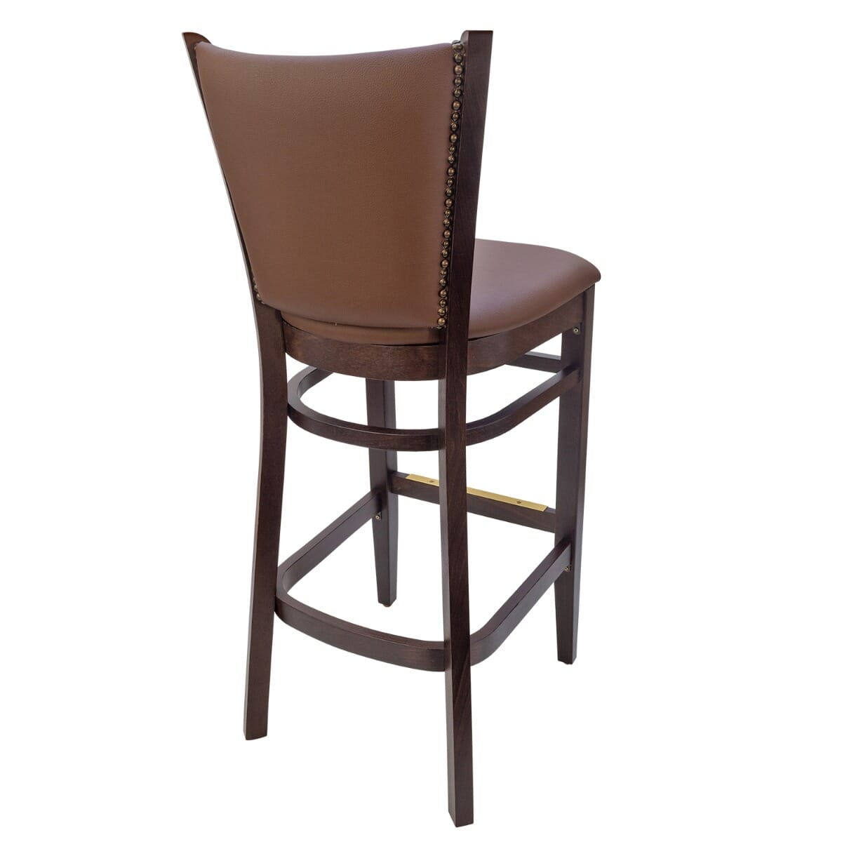 Fully Upholstered Solid Beechwood Restaurant Bar Stool with Nailhead Trim