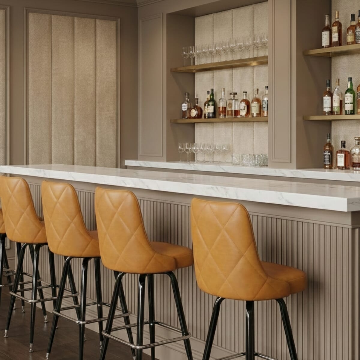 Finn Metal Bar Stool with Upholstered Seat