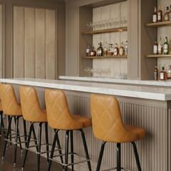 Finn Metal Bar Stool with Upholstered Seat