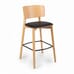 Solid Wood Upholstered Restaurant Bar Stool with Wood Back in Natural