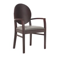 Solid Beech Wood Round Back Restaurant Arm Chair with Upholstered Seat 