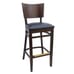Walnut Solid Wood Square Back Restaurant Chair with Upholstered Seat (front)