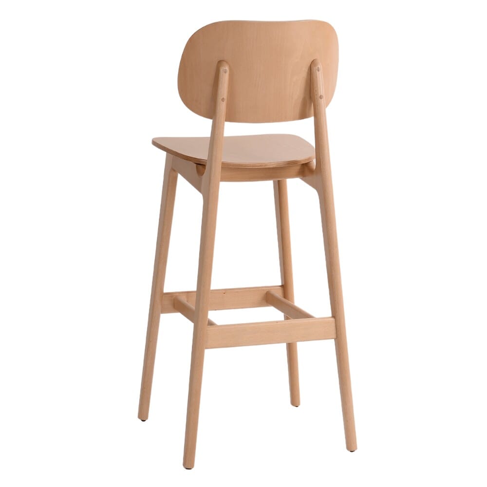 Lola European Beech Wood Commercial Bar Stool in Natural