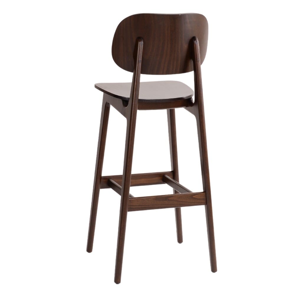 Lola European Beech Wood Commercial Bar Stool in Walnut
