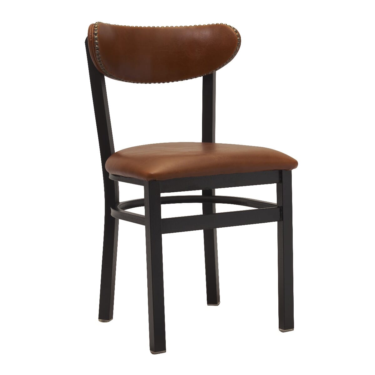 Upholstered Metal Kidney Side Chair with Nailhead Trim
