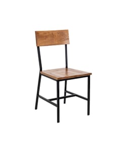 Red Oak Wood Industrial Steel Frame Restaurant Chair (Front)