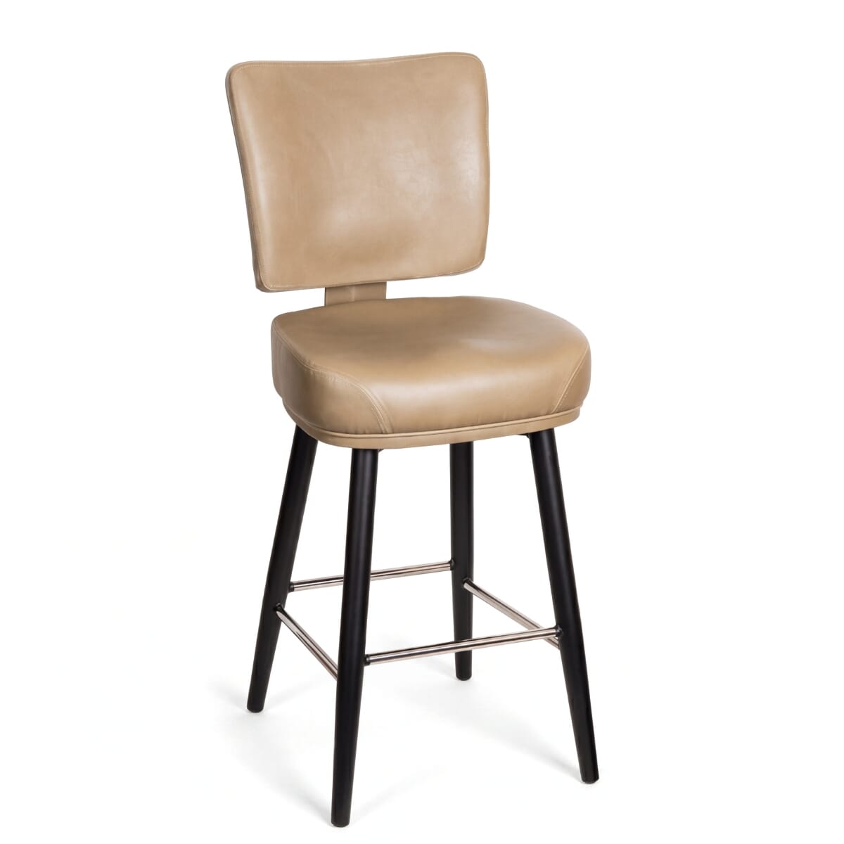 Thayer Custom Heavy-Duty Restaurant Bar Stool with Square Black Steel Frame