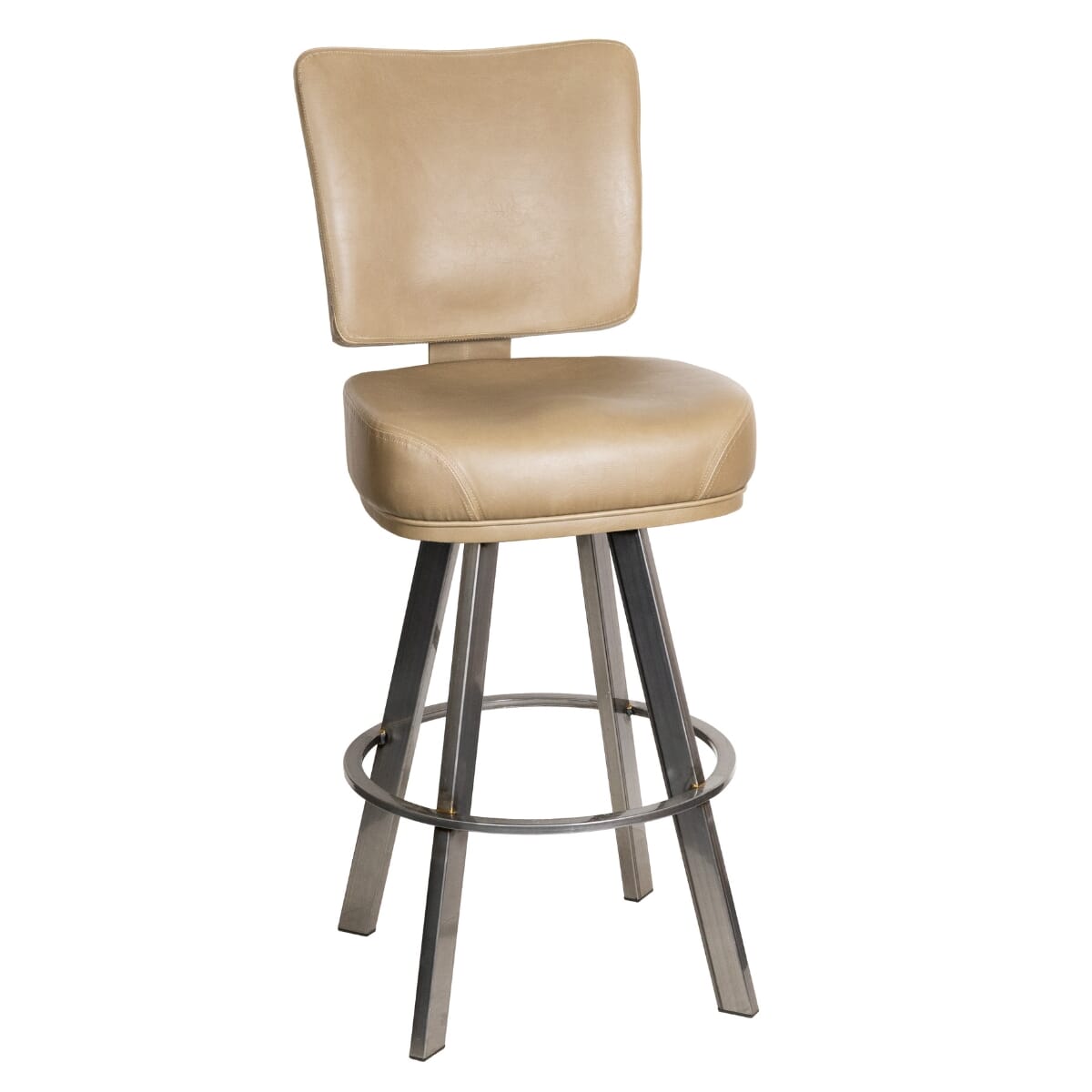 Thayer Custom Restaurant Bucket Bar Stool with Clear Coat Steel Base