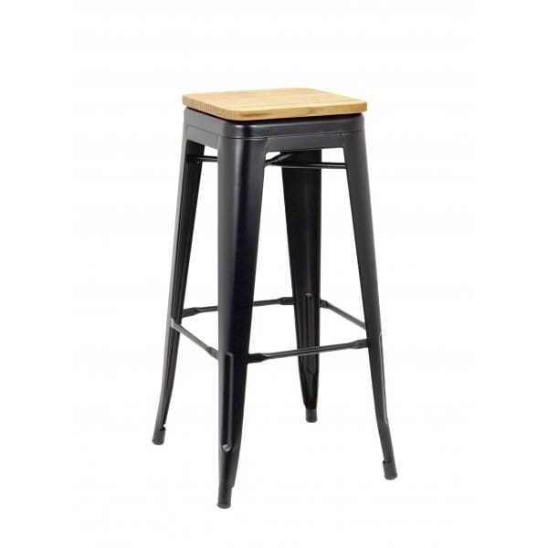 Indoor Steel Backless Barstool - Black Finish