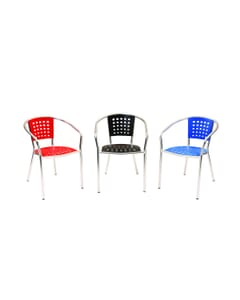 Stackable Aluminum Patio Arm Chair with Polypropylene Seat and Back in Red 