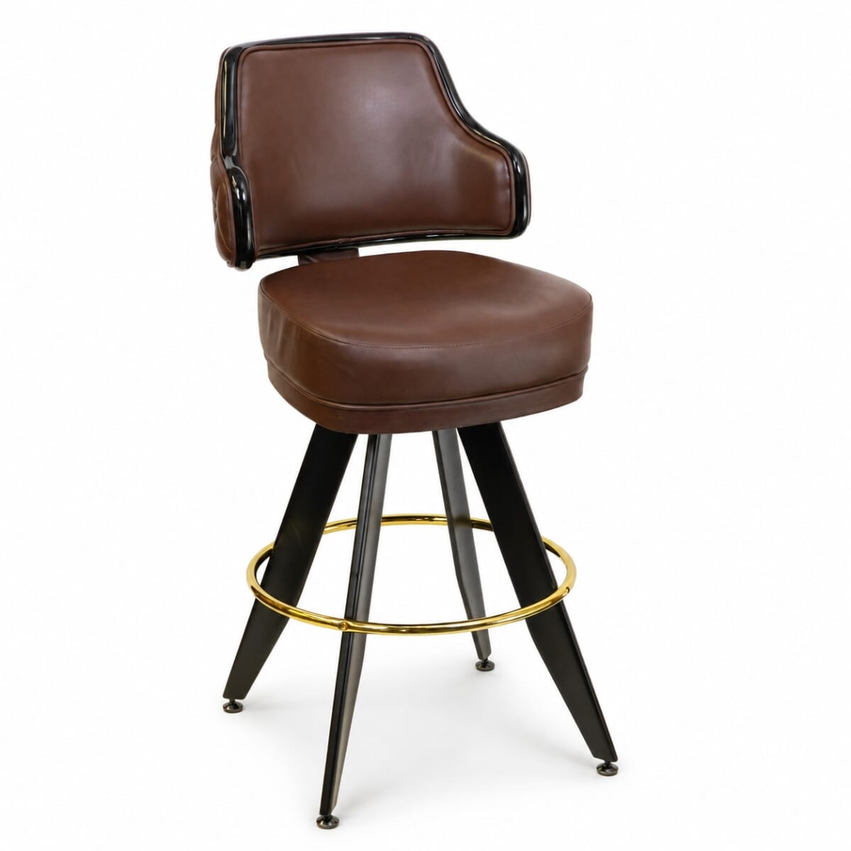 Quilted Button-Back Bucket Bar Stool with Angled Black Frame