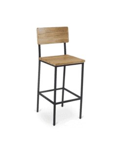 Reclaimed Wood Bar Stool with Steel Frame in Natural