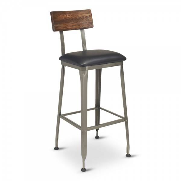 Reclaimed Wood-Back Steel Bar Stool