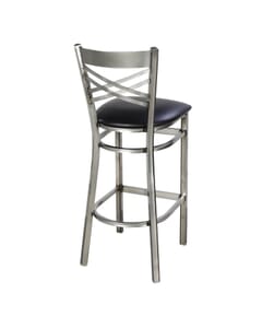 Lot of 10 Clear Coat Distressed Steel X-Back Commercial Bar Stool