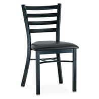 Stackable Upholstered Metal Ladderback Side Chair in Black
