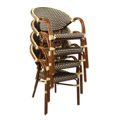 Stackable Rounded Back  Aluminum Bamboo Look Arm Chair