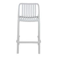 Stackable Indoor/Outdoor Resin Bar Stool With Striped Seat and Back in White 