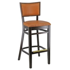 Solid Wood Square Back Restaurant Bar Stool with Nailhead Trim