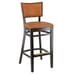 Black Solid Wood Square Back Restaurant Bar Stool with Upholstered Seat (Front)