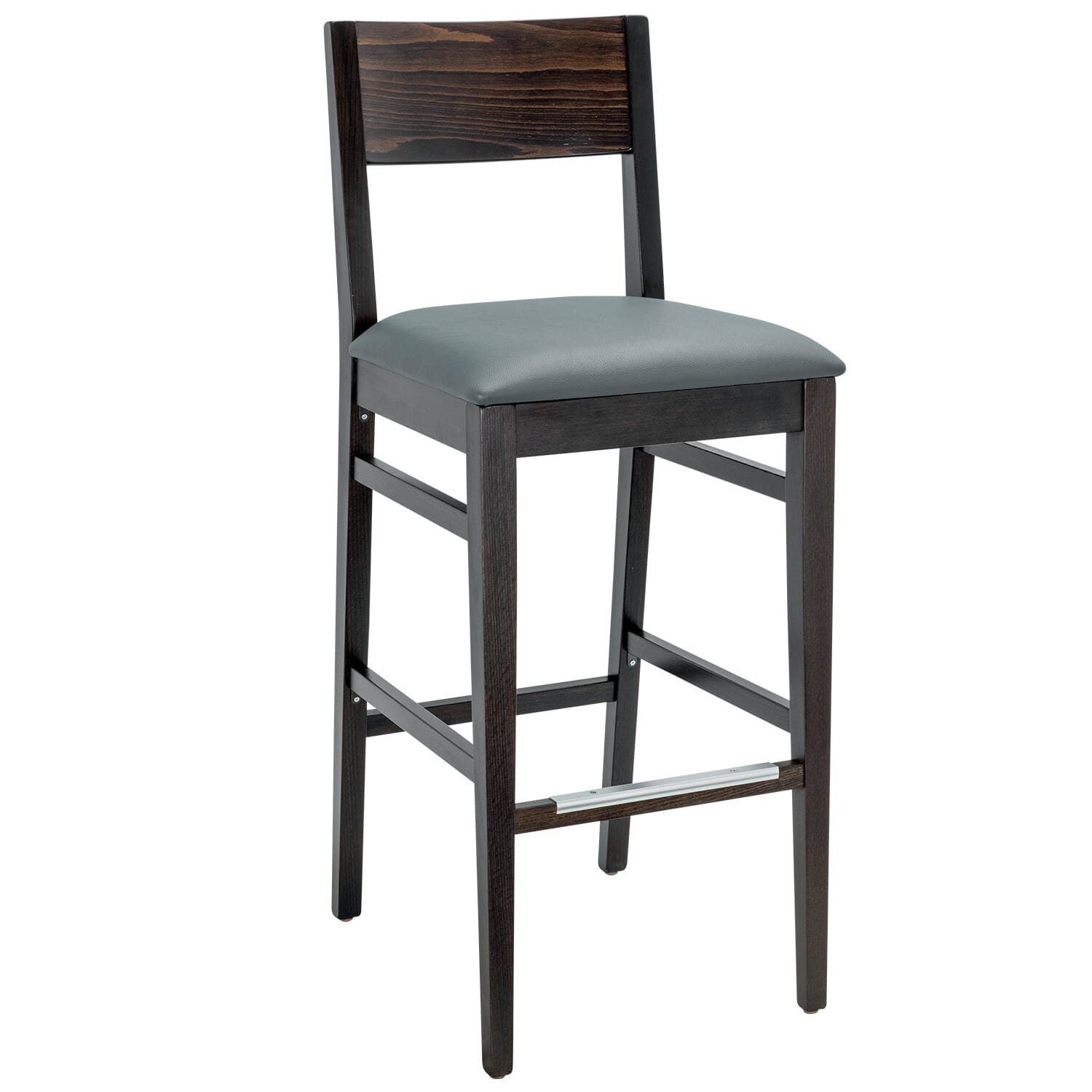 Solid Beechwood Square Back Bar Stool With Upholstered Seat