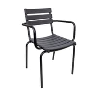 Stackable Restaurant Chair with Molded Resin Seat and Back in Dark Grey