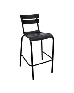 Stackable Restaurant Chair with Molded Resin Seat and Back in Dark Grey - Front View