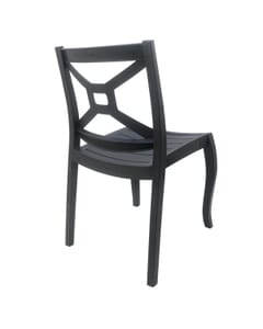 Stackable Resin Patio Side Chair with Designer Back in Charcoal  