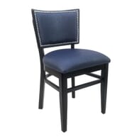 Solid Wood Black Square Back Restaurant Chair with Nailhead Trim 