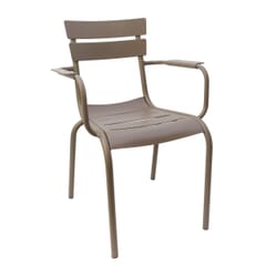 Stackable Aluminum Restaurant Arm Chair in Tan
