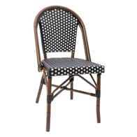 Synthetic Wicker & Bamboo Commercial Outdoor Chair in Black and White 