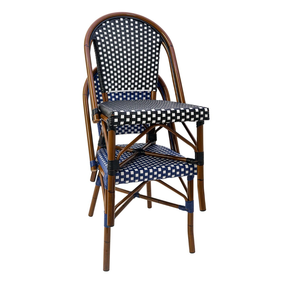 Synthetic Wicker & Bamboo Commercial Outdoor Chair in Black and White