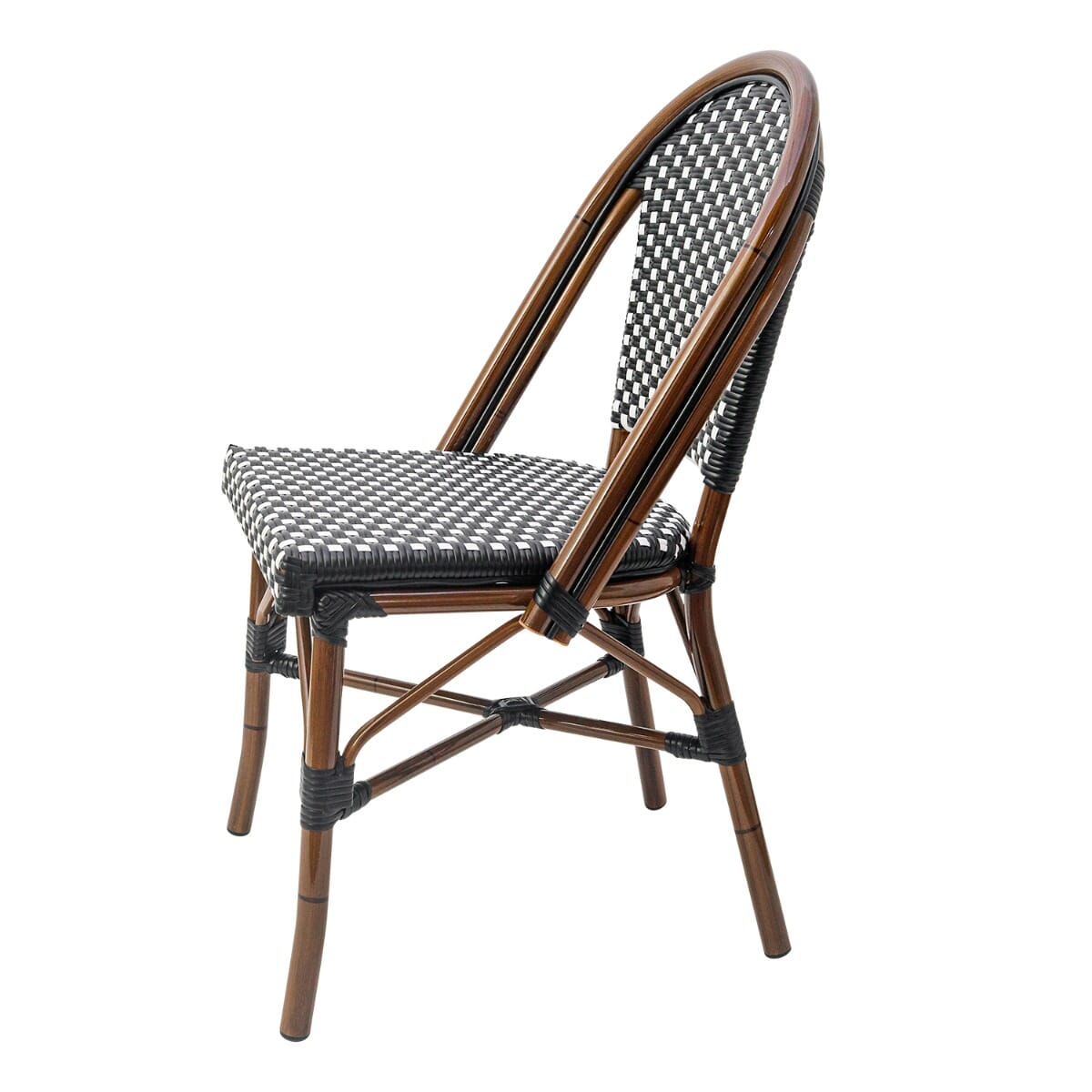 Synthetic Wicker Bamboo Commercial Outdoor Chair in Black and White