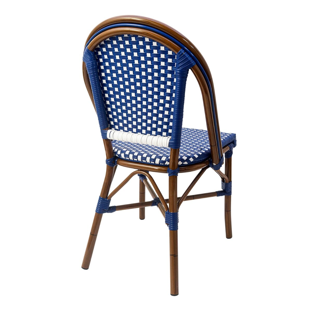 Synthetic Wicker Bamboo Commercial Outdoor Chair in Blue and White