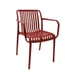 Stackable Indoor/Outdoor Arm Resin Chair With Striped Seat and Back in Red