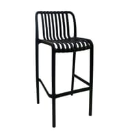Stackable Indoor/Outdoor Resin Bar Stool With Striped Seat and Back in Black 