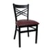 Black Metal Double Cross Back Side Chair