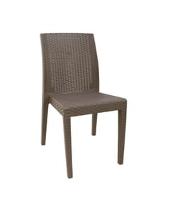 Curved-Back Cappuccino Synthetic Wicker Restaurant Chair - Front View