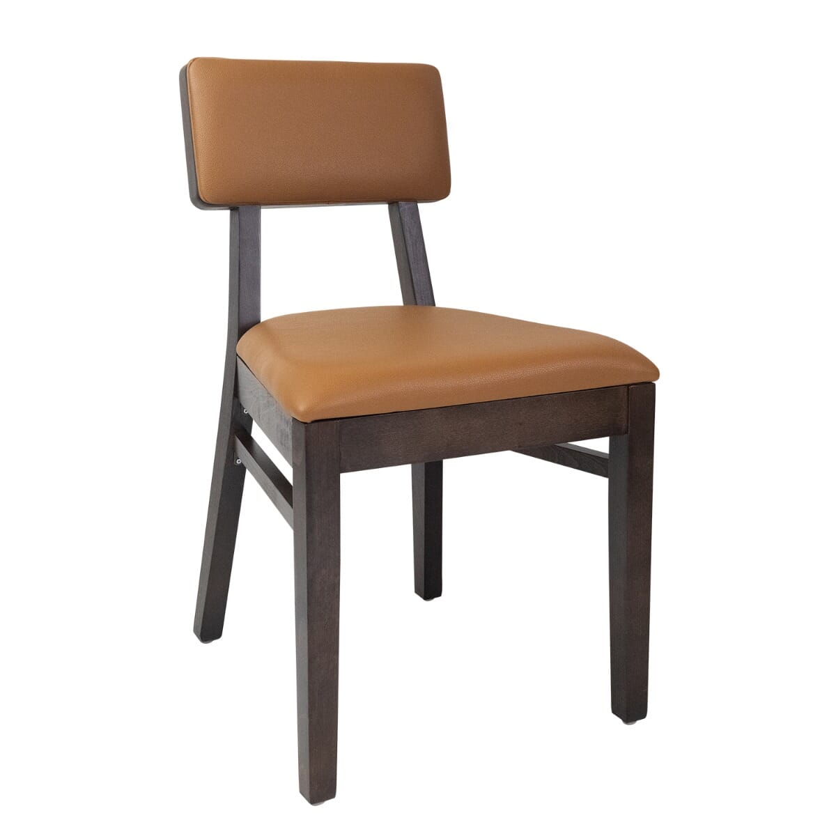 Walnut Wood Square Back Upholstered Seat and Back Commercial Dining Chair