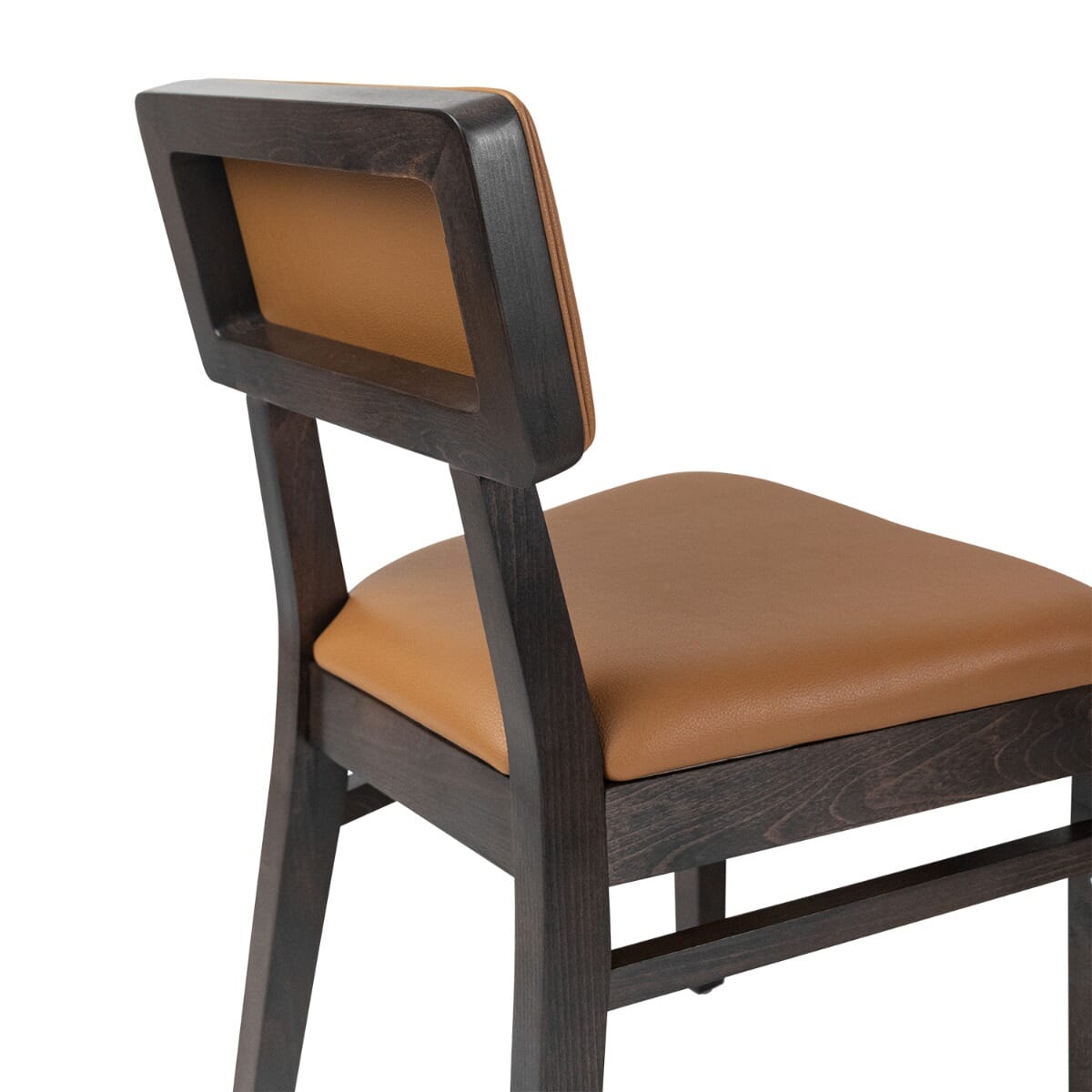 Walnut Wood Square Back Upholstered Seat and Back Commercial Dining Chair