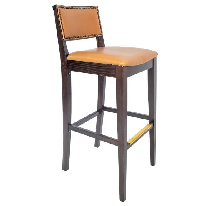 Fully Upholstered Signature Side Bar Stool with Nailhead Trim