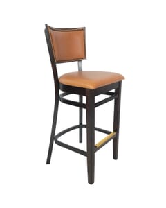 Solid Wood Square Back Restaurant Bar Stool with Nailhead Trim 