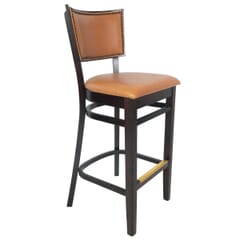 Solid Wood Square Back Restaurant Bar Stool with Nailhead Trim