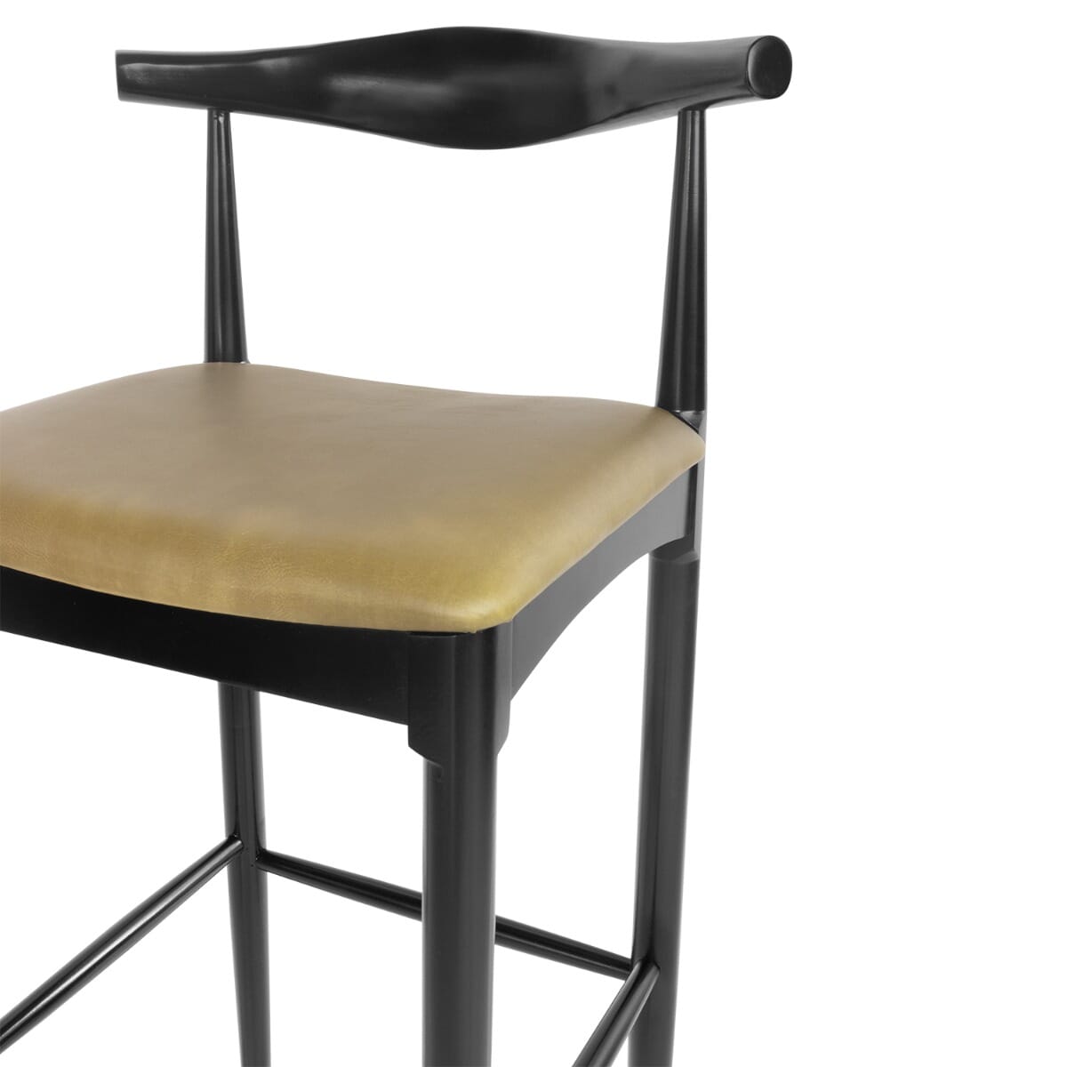 Upholstered Antique Look Elm Wood Bar Stool