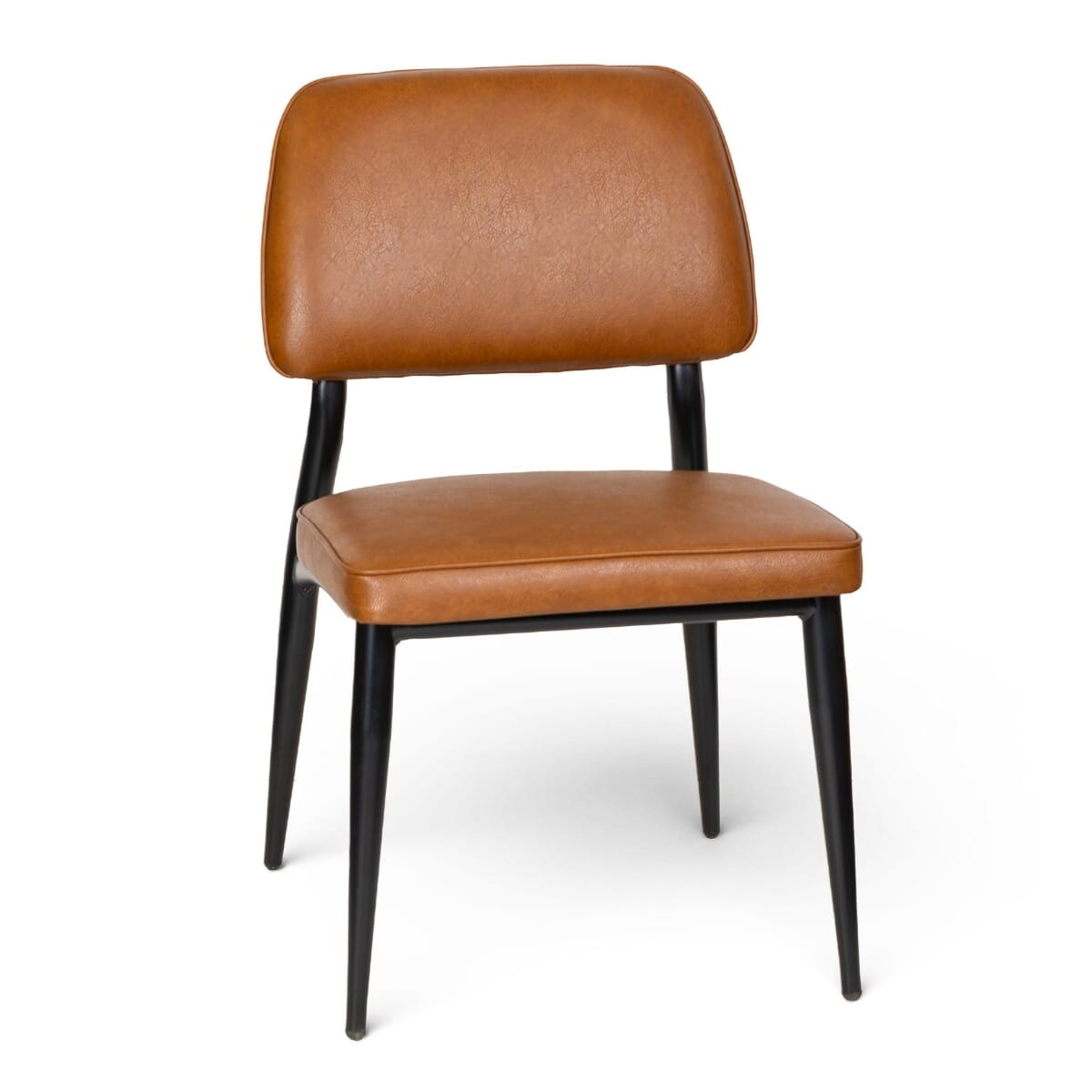 Quick Ship Adaline Fully Upholstered Black Metal Restaurant Chair