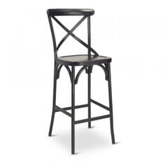 Antique-Look Aluminum Cross-Back Indoor/Outdoor Barstool in Black