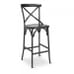Antique-Look Aluminum Cross-Back Outdoor Barstool in Black